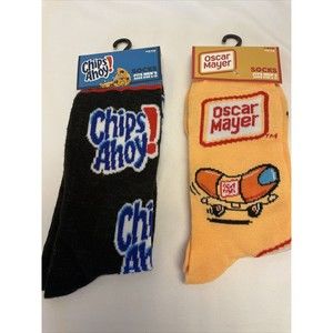New Chips Ahoy And Oscar  Mayer Crew Socks 2 Pairs Mens/Womens Fun Novelty Gift
